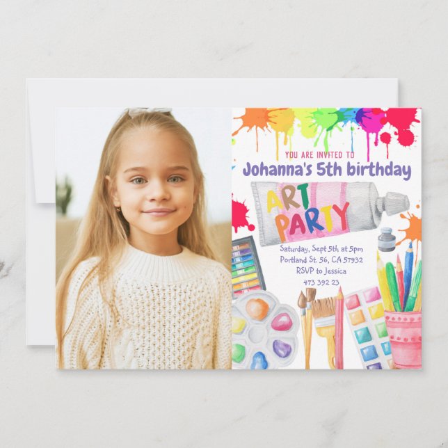 Art Party födelsedag Uppmaning till konstgjord par Inbjudningar (Framsida)