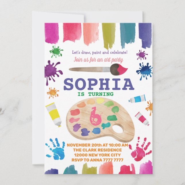 Art Party-fördämning för en  målningsdag Inbjudningar (Framsida)