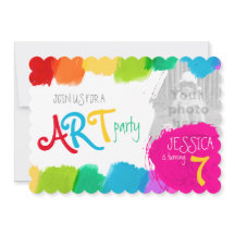 Art party målar 7:e födelsedagsfest inbjudan