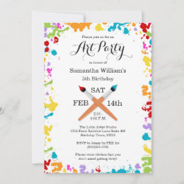 Art Party Painting Birthday Celebration Investigat Inbjudningar