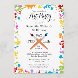 Art Party Painting Birthday Celebration Investigat Inbjudningar
