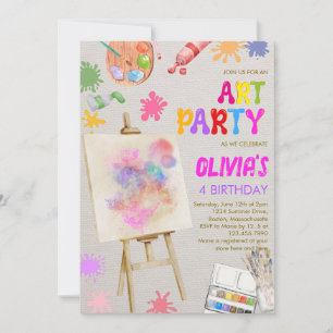Art Party Painting Birthday Inbjudningar
