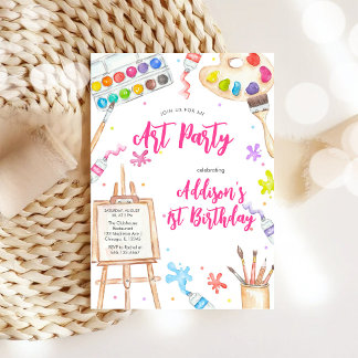 Art Party Painting Craft Birthday Party Invitation Inbjudningar