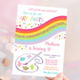 Art Party Rainbow Birthday Inbjudningar
