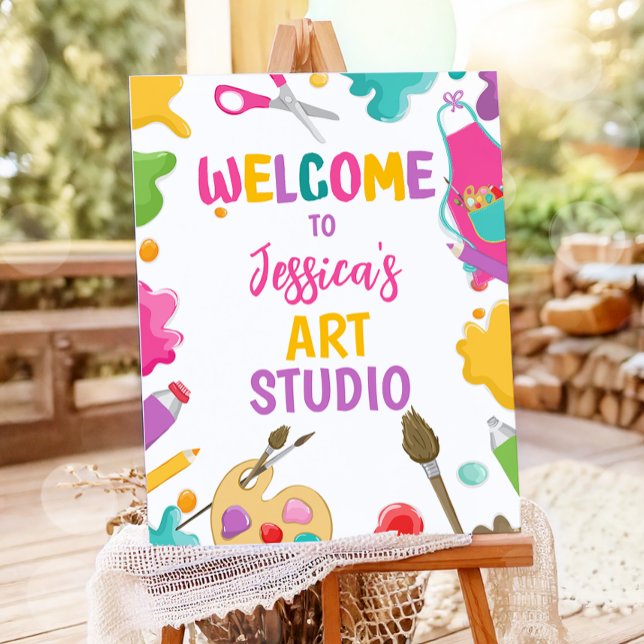 Art Party Studio Craft Paint Artist Girl Birthday Poster (Skapare uppladdad)