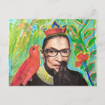 Art Post Card RGB Ruth Gader Ginsburg och Bird