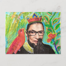 Art Post Card RGB Ruth Gader Ginsburg och Bird Vykort