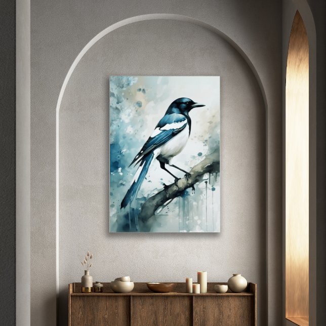 ART Poster : Elegant Magpie l Blue, Grey, Navy l  (Skapare uppladdad)