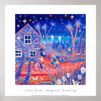 Art Poster: Magic Evening, Beach Cottage Tresco Poster