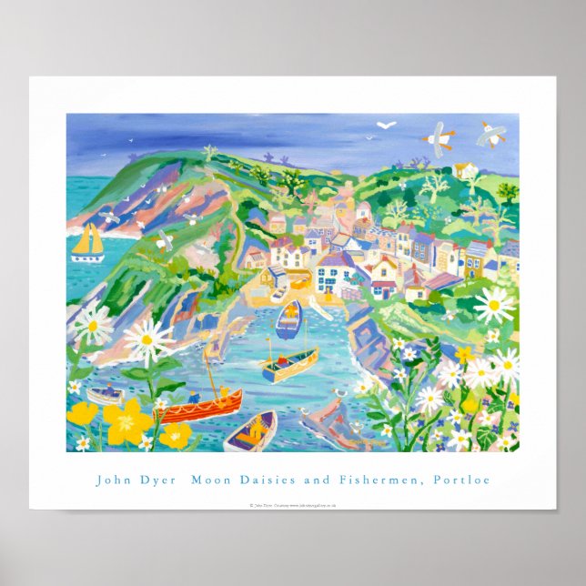 Art Poster: Måne Daisy och fiskare, Portloe Poster (Framsidan)