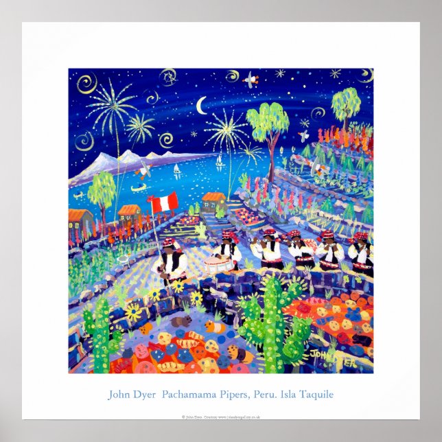 Art Poster: Pachamama Pipers, Peru. Isla Taquile Poster (Framsidan)
