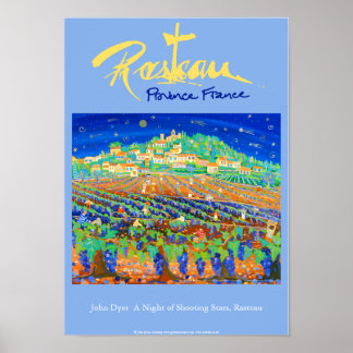 Art Poster: Rasteau, Frankrike. Provence Blue Poster