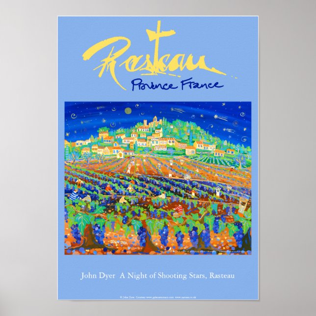 Art Poster: Rasteau, Frankrike. Provence Blue Poster (Framsidan)