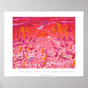Art Poster: Ruby Flamingoes, Camargue, Frankrike Poster