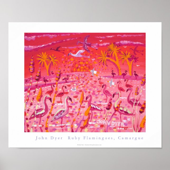 Art Poster: Ruby Flamingoes, Camargue, Frankrike Poster (Framsidan)