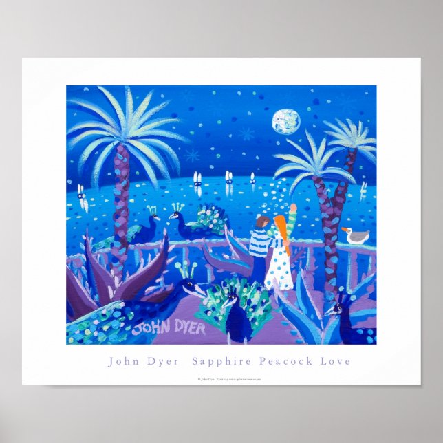 Art Poster: Sapphire Peacock Kärlek, Côte d'Azur Poster (Framsidan)