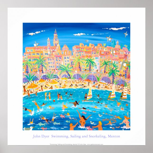 Art Poster: Swimming, Sailing & Snorkeling, Menton Poster (Framsidan)