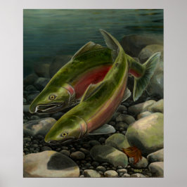 Art Poster utskrift av Coho Salmon Fishing Art