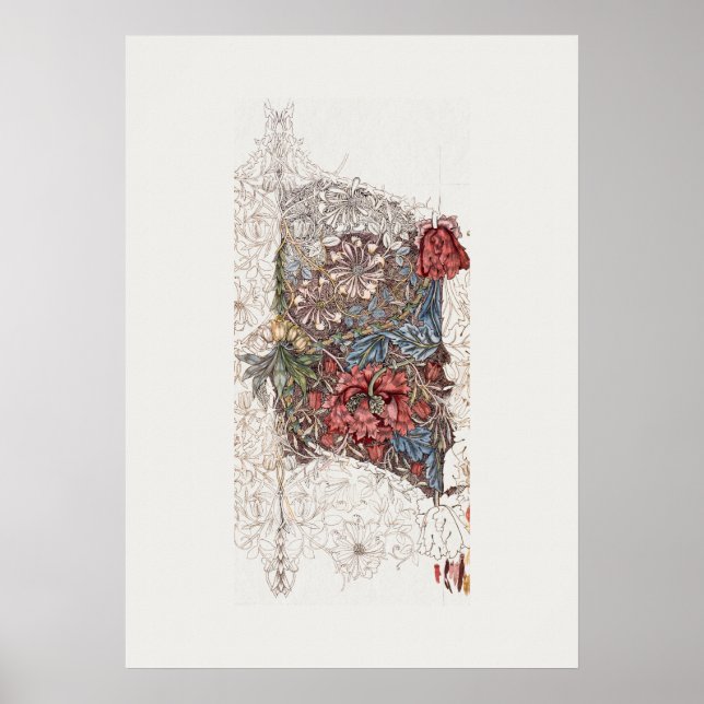 ART POSTER: WILLIAM MORRIS : WALL FLOWER : 1890 POSTER (Framsidan)