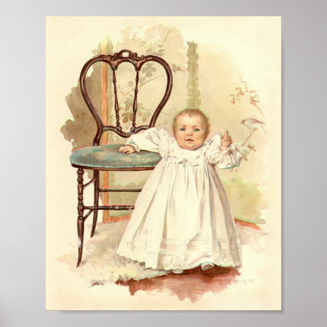 Art Print av Maud Humphrey Baby First Step Poster (Framsidan)