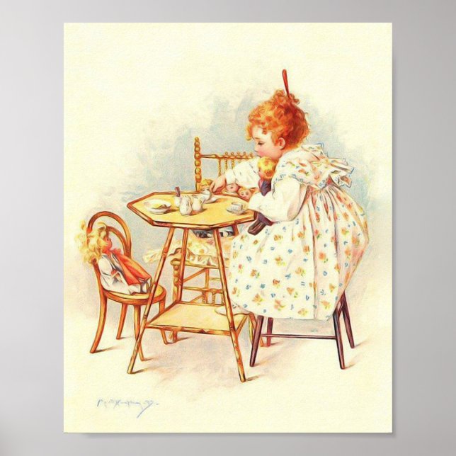 Art Print av Maud Humphrey Tea Party Poster (Framsidan)