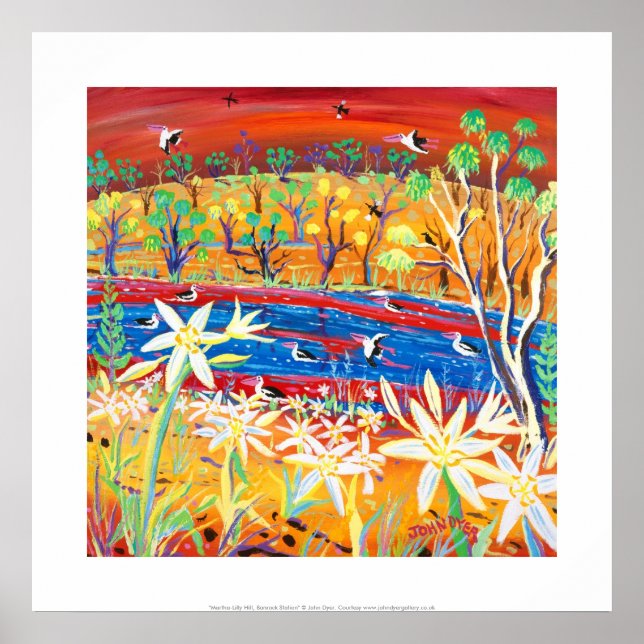 Art Print: Banrock Station Pelicans and Lilies Poster (Framsidan)