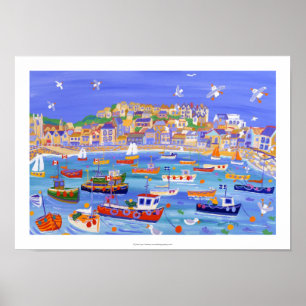 Art Print: Boats in the Harbour, St Ives, Cornwall Poster