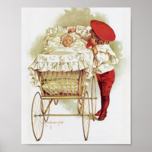 Art Print by Maud Humphrey Baby in Pram Poster