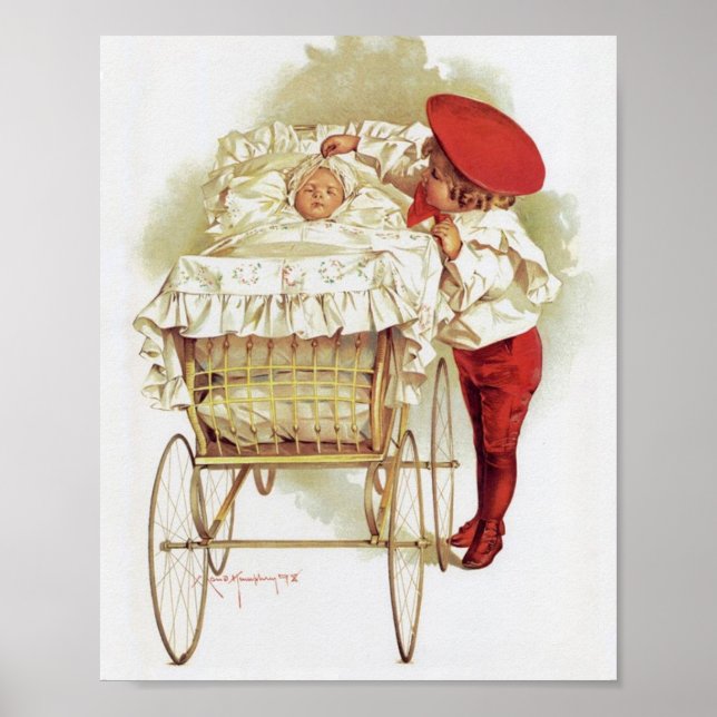 Art Print by Maud Humphrey Baby in Pram Poster (Framsidan)