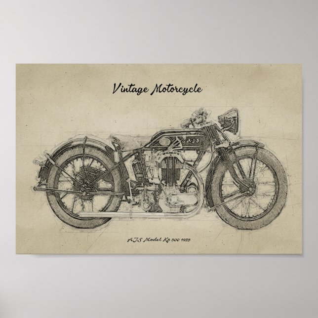 Art Print Classic Motorcycle Poster (Framsidan)