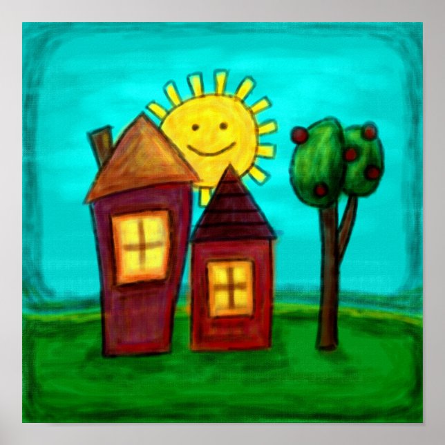 Art Print, Lycklig Houses Poster (Framsidan)