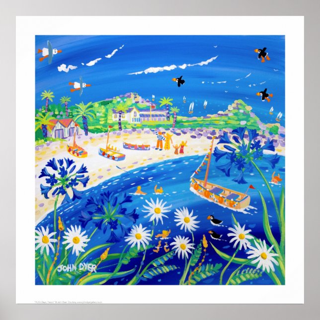 Art Print: Puffin days, Tresco. Av John Dyer Poster (Framsidan)