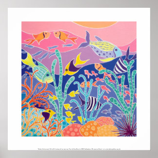 Art Print: Stripy Swimmers. Tropiskt vattenbruk Poster