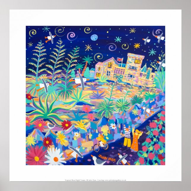 Art Print: Tropical Blue Night Tresco. Poster (Framsidan)