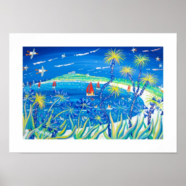 Art Print: Wiggly Handflatan och Agapanthus Tresco Poster (Framsidan)