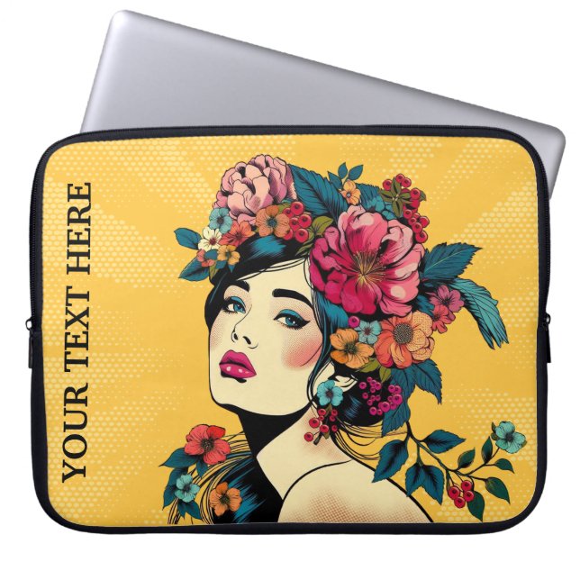 Art Print women with flower wreath Laptop Fodral (Framsidan)
