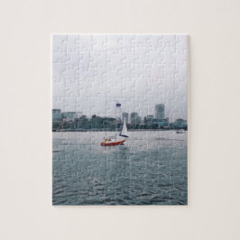 Art Red Sailboat Navy Jigszle Puzzle Pussel