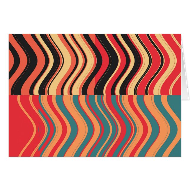 Art Retro Colorful Wave-Abstrakt Hälsningskort (Framsidan Horizontal)