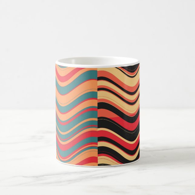 Art Retro Colorful Wave-Abstrakt Kaffemugg (Center)