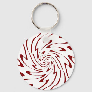Art Retro Red and White Swirl Vinkar Abstrakt Nyckelring