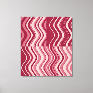 Art Retro Red Rosa Wave-Abstrakt Canvastryck