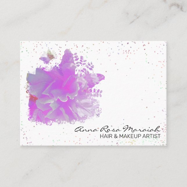 *~* Art Rosa Peony Pays Art Butterfly AR3 Visitkort (Framsida)