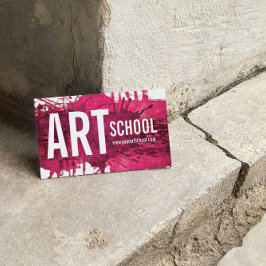 Art School Rosa Magenta Bläck Stänk Affärskortet Visitkort