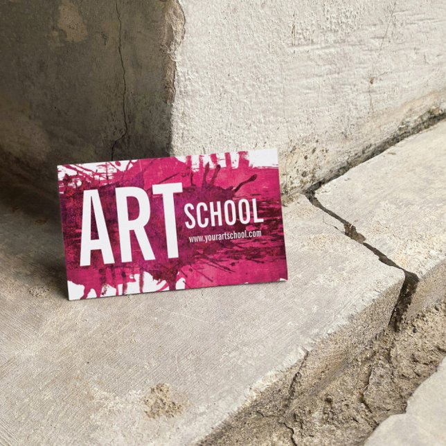 Art School Rosa Magenta Bläck Stänk Affärskortet Visitkort (Perfect for business)