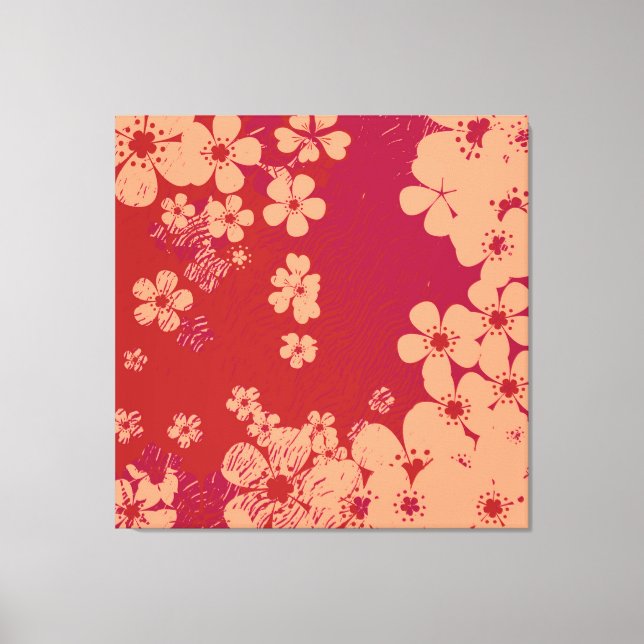 Art shock rosa blommigt grunge bakgrund mönster 2 canvastryck (Framsida)