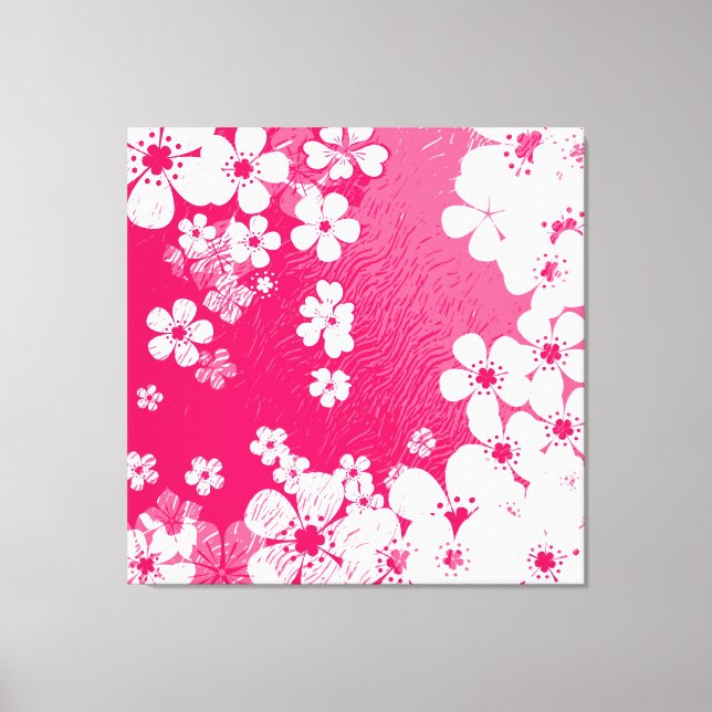 Art shock rosa blommigt grunge mönster canvastryck (Framsida)