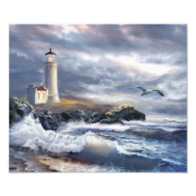Art Skriv ut North Head Lighthouse och Crushing Vå