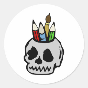 Art Skull-etikett Runt Klistermärke