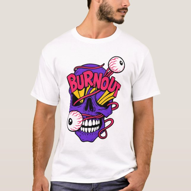 Art Skull med Burnout T Shirt (Framsida)