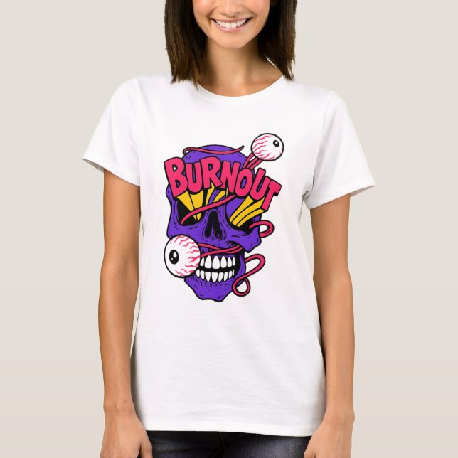 Art Skull med Burnout T Shirt (Framsida)